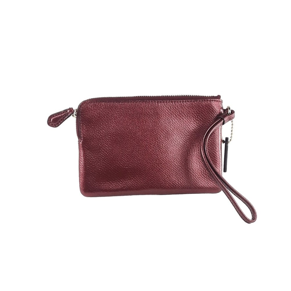 Coach Red Crossgrain Leather Corner Zip Wristlet Clutch NWOT - Picture 2 of 3
